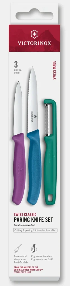 Set de couteaux d’office Swiss Classic avec éplucheur en I, 3 pièces